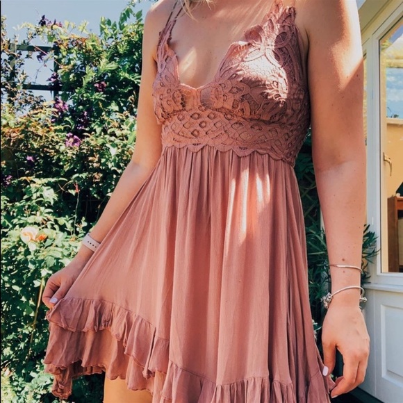 NWT Free People Adella mini mauve light pink lace dress BLOGGER'S FAVE! - Picture 6 of 14